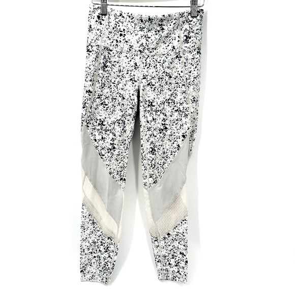 Athleta Leggings Womens Small Mesh Panels Activewear White Sandstone Salutation - Picture 2 of 9